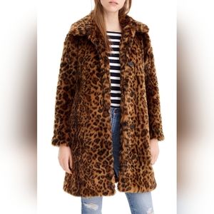 JCREW Faux Fur Animal Print Leopard Coat